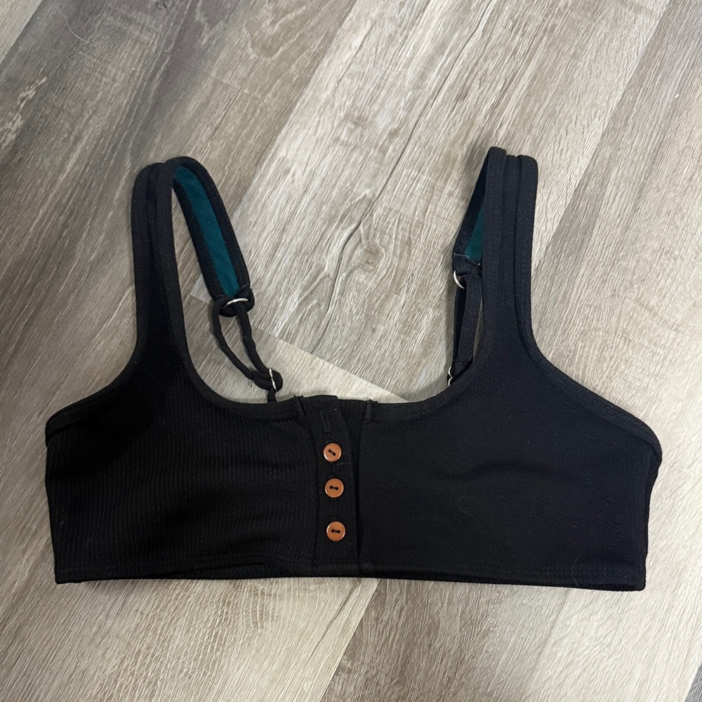 Black Crop Top with Button Detail